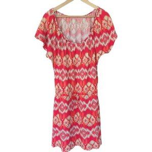 Kim Rogers Tshirt Drawstring Summer Dress Red Pattern/Design - Size Large